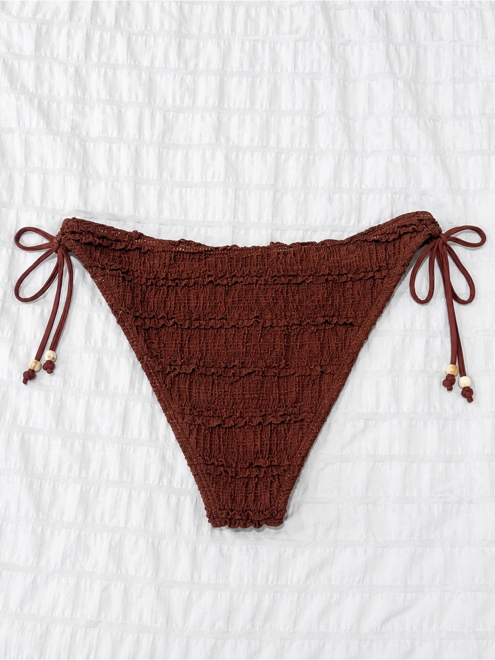 Brown Textured Tankini Swimsuit Set - Picture 5 of 7
